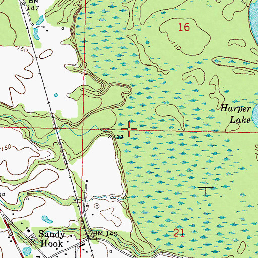 Topographic Map of Sandy Hook Creek, MS