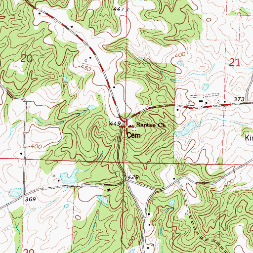 Topographic Map of Santee Church, MS