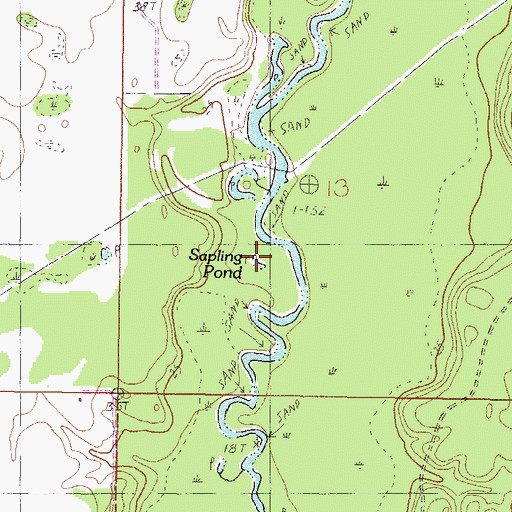 Topographic Map of Sapling Pond, MS
