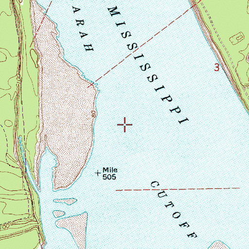 Topographic Map of Sarah Cutoff, MS