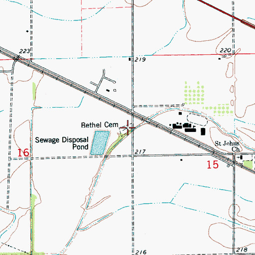 Topographic Map of Bethel Cemetery, AR