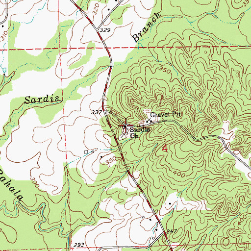 Topographic Map of Sardis Baptist Church, MS