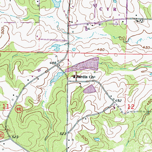 Topographic Map of Sardis Church, MS