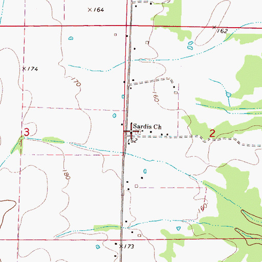 Topographic Map of Sardis Church, MS