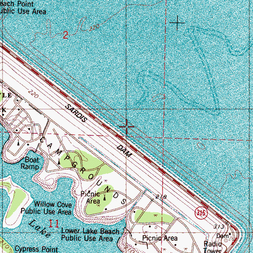 Topographic Map of Sardis Dam, MS