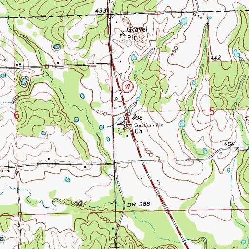 Topographic Map of Sartinville Church, MS