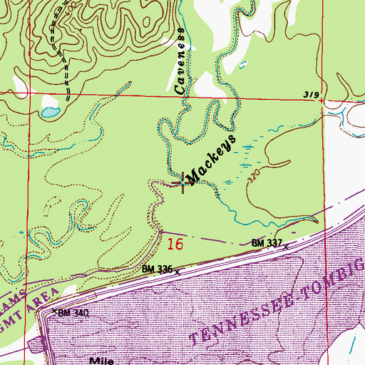 Topographic Map of Saucer Creek, MS
