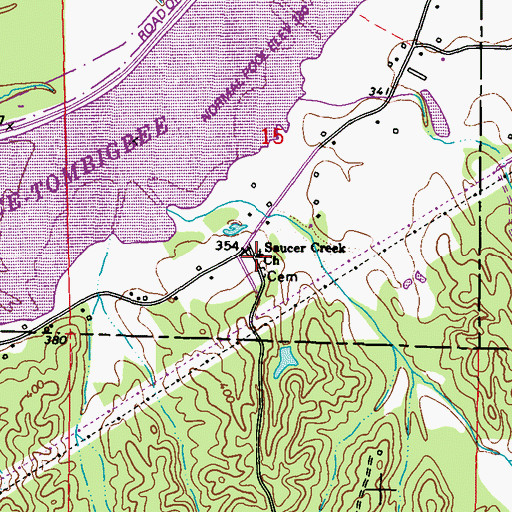 Topographic Map of Saucer Creek Church, MS