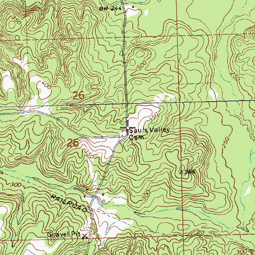 Topographic Map of Sauls Valley Cemetery, MS