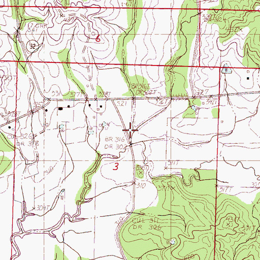 Topographic Map of Saunders Creek, MS