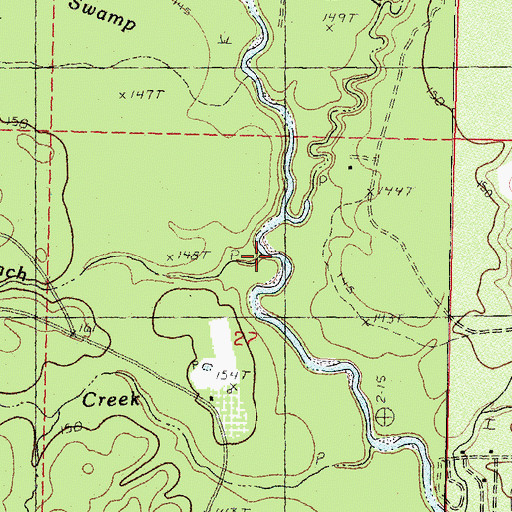 Topographic Map of Savannah Branch, MS