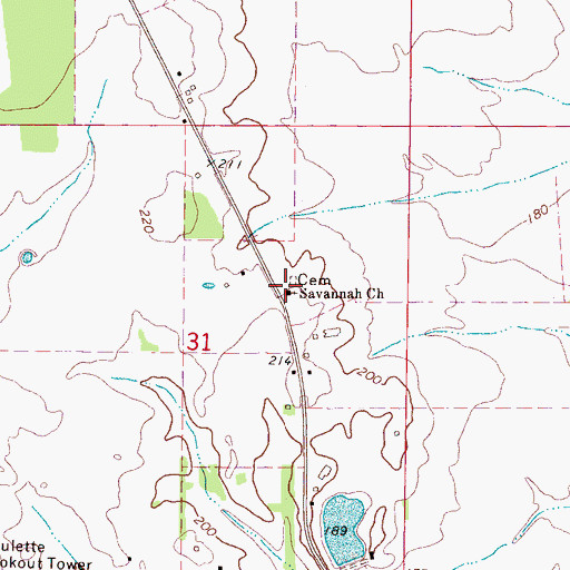 Topographic Map of Savannah Church, MS