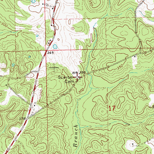 Topographic Map of Scarber Cemetery, MS
