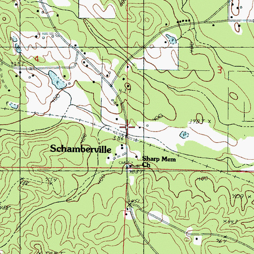 Topographic Map of Schamberville, MS