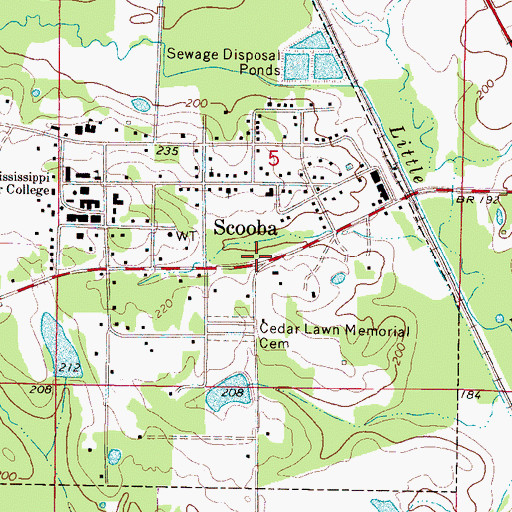 Topographic Map of Scooba, MS