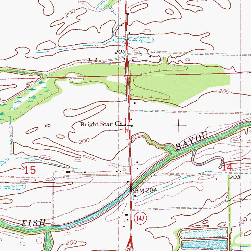 Topographic Map of Bright Star Church, AR
