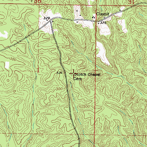 Topographic Map of Scotch Chapel Cemetery, MS