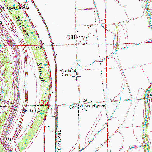 Topographic Map of Scotland Cemetery, MS