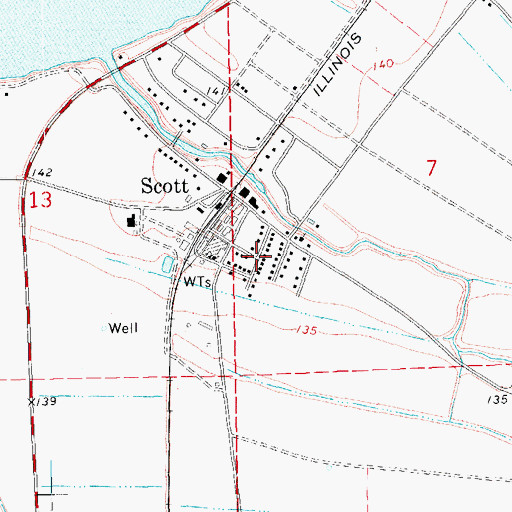 Topographic Map of Scott, MS