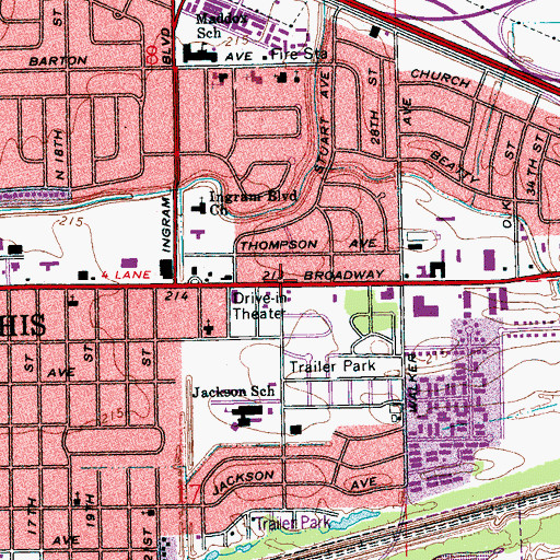 Topographic Map of Broadway Plaza East Shopping Center, AR