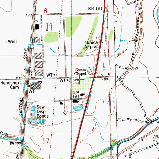 Topographic Map of Scotts Chapel, MS