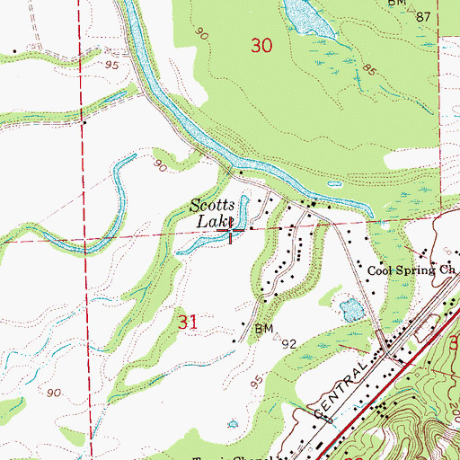Topographic Map of Scotts Lake, MS