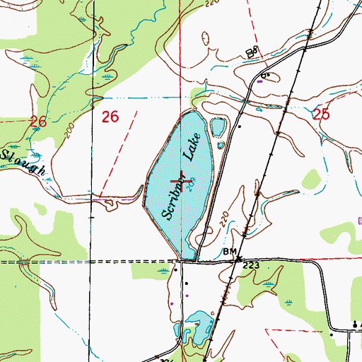 Topographic Map of Scribner Lake, MS