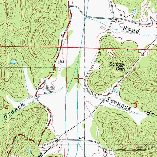 Topographic Map of Scruggs Branch, MS