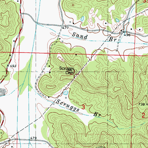 Topographic Map of Scruggs Cemetery, MS