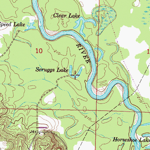Topographic Map of Scruggs Lake, MS