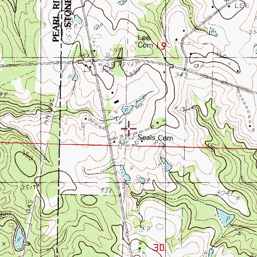 Topographic Map of Seals Cemetery, MS