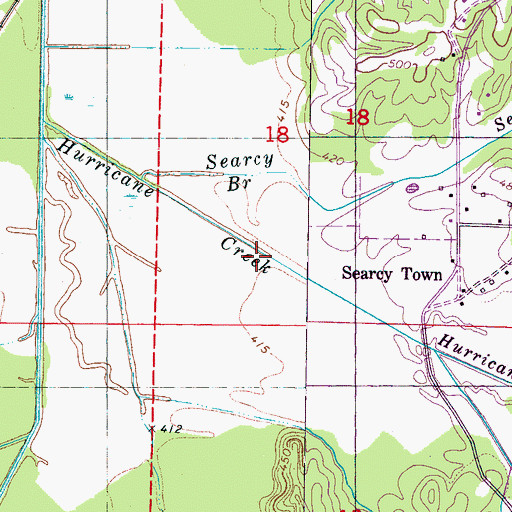 Topographic Map of Searcy Branch, MS