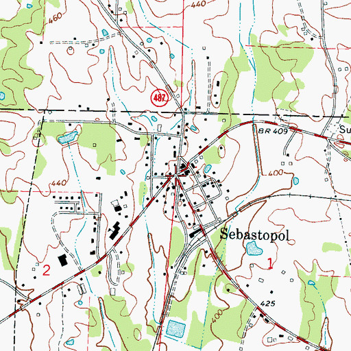 Topographic Map of Sebastopol, MS