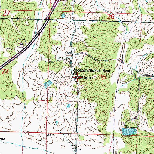 Topographic Map of Second Pilgrim Rest Church, MS