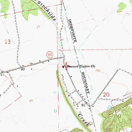 Topographic Map of Second Union Church, MS