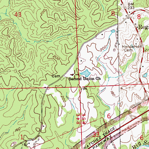 Topographic Map of Second Union Church, MS