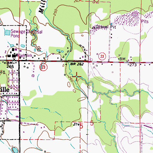 Topographic Map of Section Creek, MS