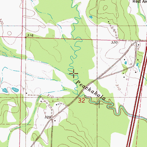 Topographic Map of Self Creek, MS