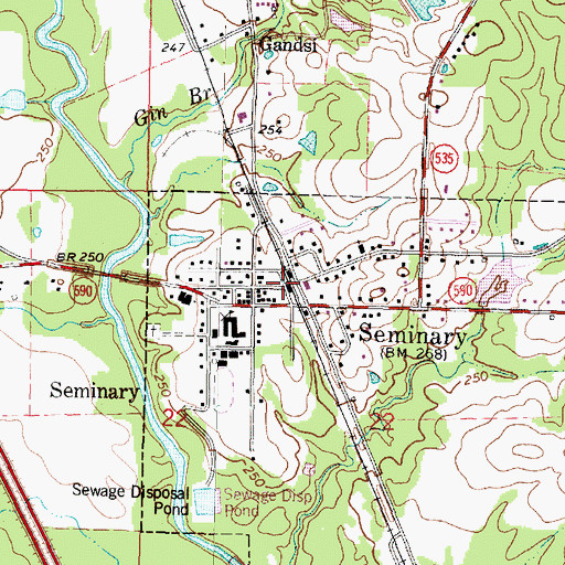 Topographic Map of Seminary, MS