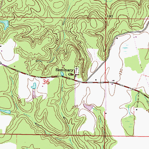 Topographic Map of Seminary Church, MS
