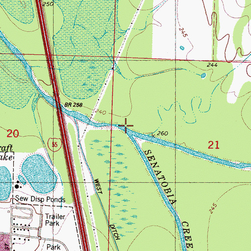 Topographic Map of Senatobia Creek, MS
