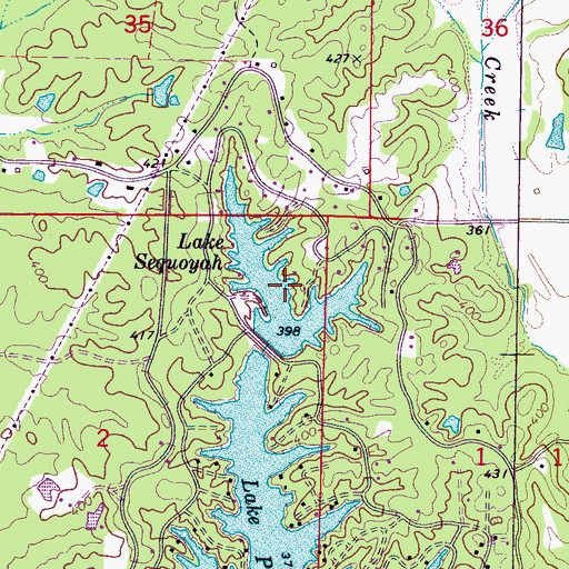 Topographic Map of Lake Sequoyah, MS