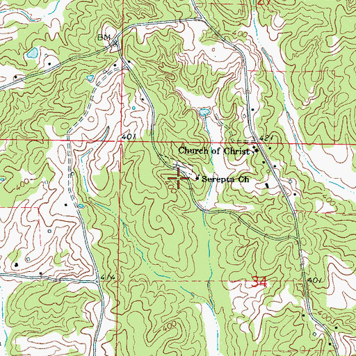 Topographic Map of Serepta Church, MS