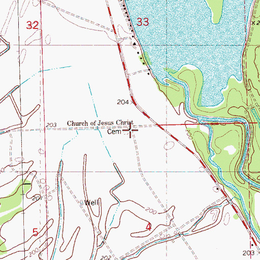 Topographic Map of Church of Jesus Christ, AR