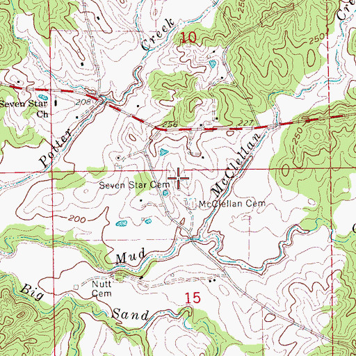 Topographic Map of Seven Star Cemetery, MS