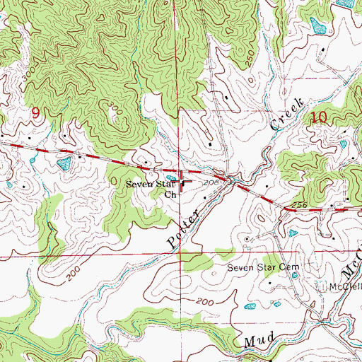 Topographic Map of Seven Star Church, MS