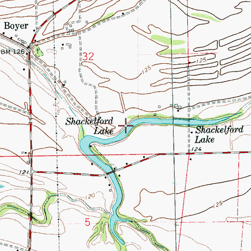 Topographic Map of Shackelford Lake, MS