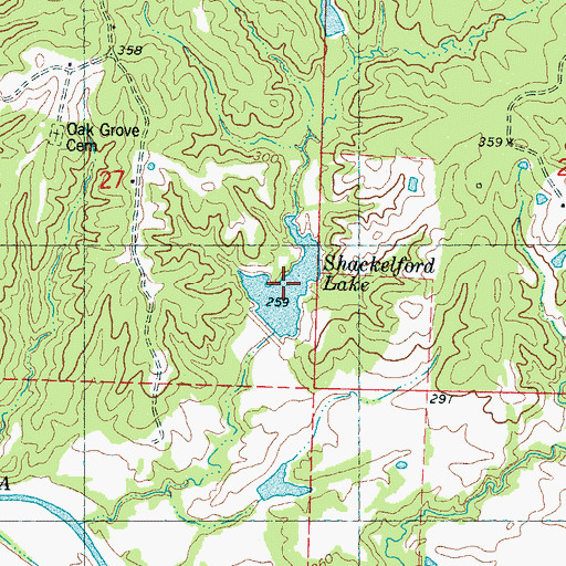 Topographic Map of Shackelford Lake, MS