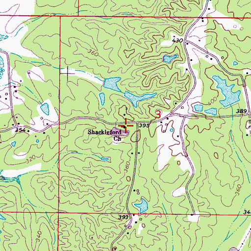 Topographic Map of Shackleford Church, MS