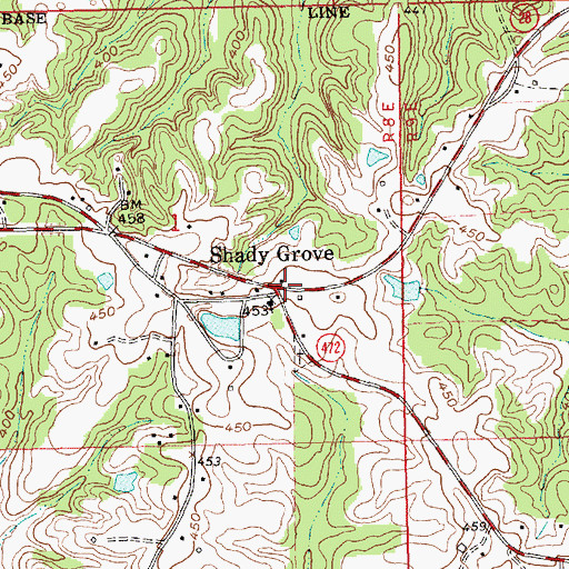 Topographic Map of Shady Grove, MS